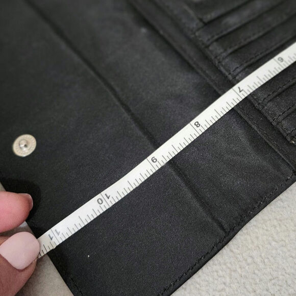 Tommy Hilfiger Black Leather Large Check Book WALLET Retro Trifold - Picture 7 of 9